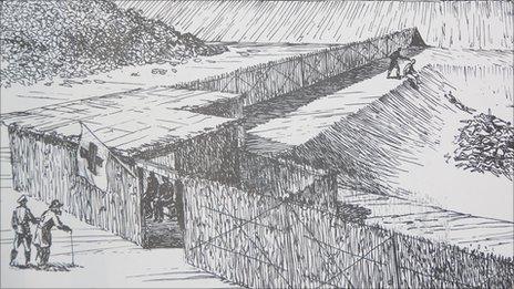 Drawing of Treblinka by Samuel Willenberg