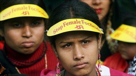 File photo of schoolchildren at a rally against female foeticide in Delhi