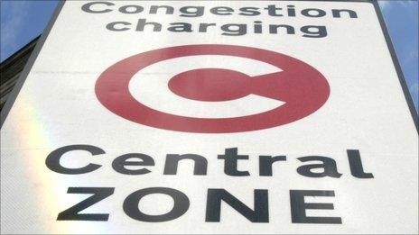 London congestion charge sign