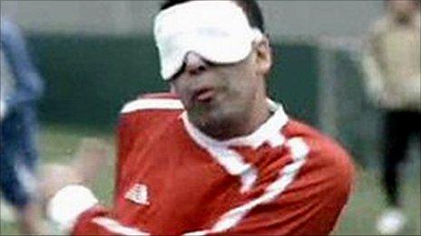 Blind footballer