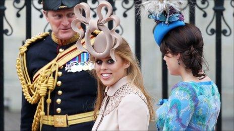 Princess Beatrice wearing the hat at the royal wedding