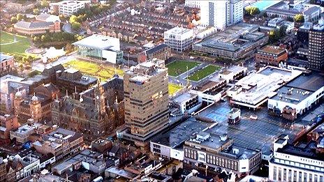 Middlesbrough's Centre Square from the air