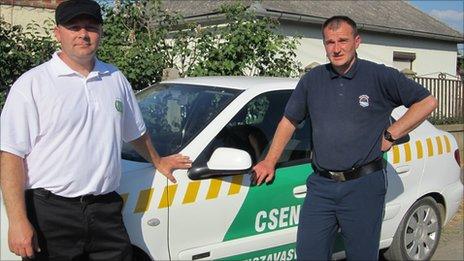 "Gendarmes" working for the mayor in Tiszavasvari, Hungary