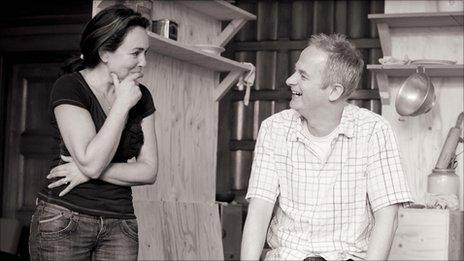Samantha Spiro rehearsing Chicken Soup with Barley woth director Dominic Cooke (photo Johan Persson)