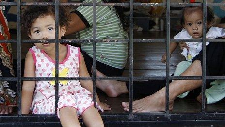 Child detainees are seen locked in a detention centre on the outskirts of Kuala Lumpur, Malaysia (file photo)