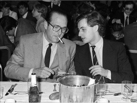 Paris Mayor Jacques Chirac with a young Nicolas Sarkozy, 24 March 1981