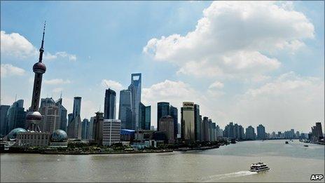 The skyline of the Shanghai's financial district