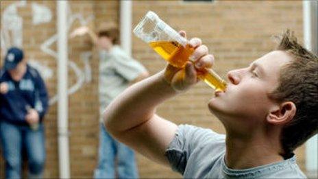 Young person drinking