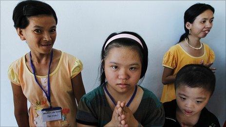 Agent Orange victims are seen at a hospice in Vietnam's Da Nang City
