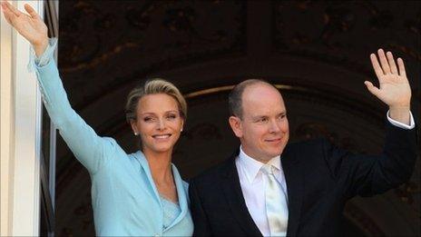 Princess Charlene and Prince Albert wave from the balcony of the royal palace after their civil wedding - 1 July 2011