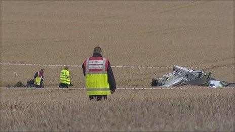 Fighter plane collision wreckage