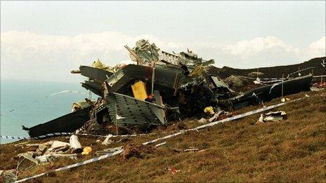 The Chinook helicopter crashed on the Mull of Kintyre on the west coast of Scotland in 1994