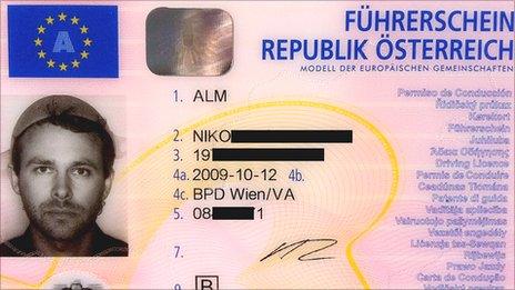 Driving licence of Niko Alm