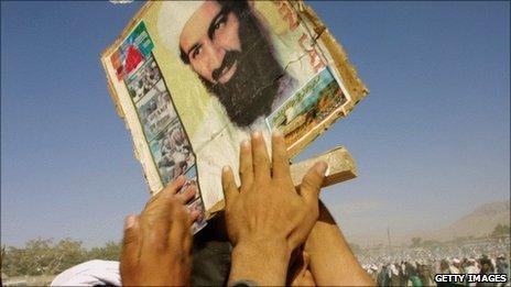 Pro-Taliban supporters rally in support of Bin Laden in Quetta, Pakistan, 1 October 2001