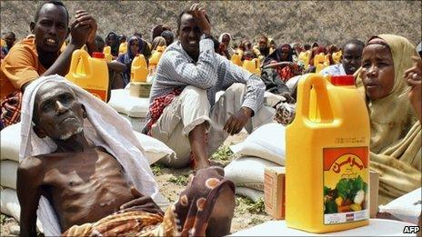 Famine victims at a camp in Mogadishu