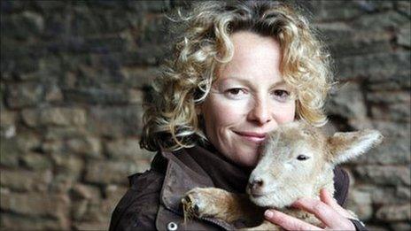 Kate Humble and a lamb
