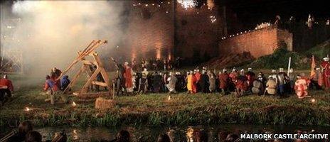 A re-enactment of the siege of Malbork Castle