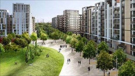 An artists' impression of how the Athletes' Village will look after landscaping