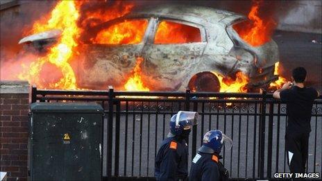 Car on fire in Birmingham