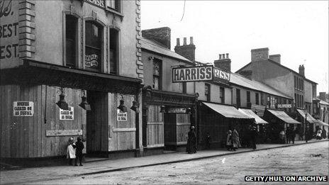 Shops boarded up after looting by anti-Semitic mobs in Ebbw-Vale and Tredegar in which Jewish shops and property were wrecked