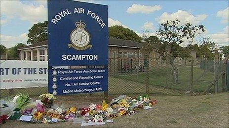 Tributes outside RAF Scampton