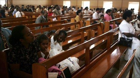 Fijians sit inside the Centenary Methodist Church for the morning church service (file photo)