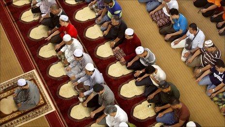 At prayer at a Mosque