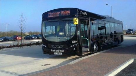 One of the buses at the Chelmer Valley Park and Ride