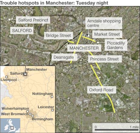 Trouble spots in Manchester
