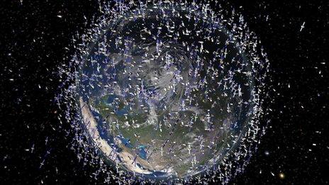 Artist's impression of debris in low Earth orbit, released by the European Space Agency (ESA)