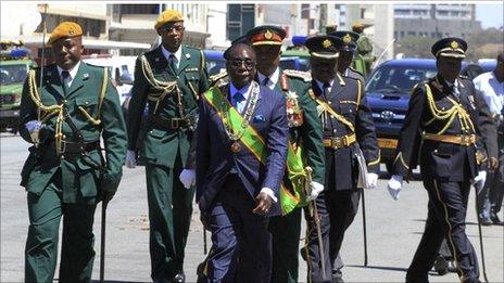 Robert Mugabe at the state opening of Parliament this week