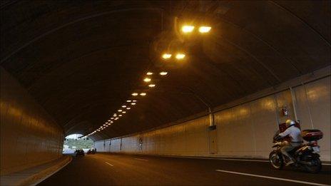 Motorcyclist in tunnel. Photo: Getty Images