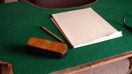 Roald Dahl's writing board in his hut