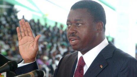 Faure Gnassingbe taking the oath of office in 2010