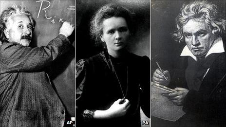 Einstein, Marie Curie, Beethoven