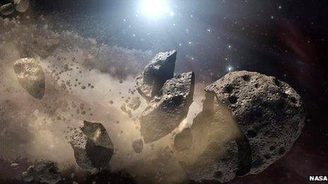 Asteroids smashed apart