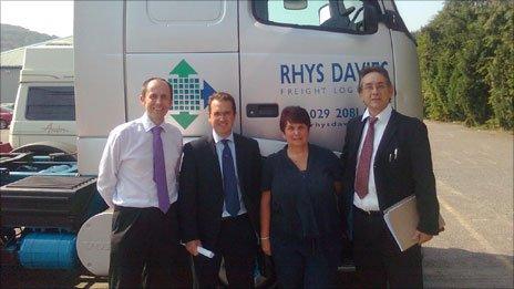 Mark Richmond, MD, Rhys Davies Logistics Ltd, Owen Smith, community councillor Jill Bonetto, Mick Antoniw Picture: Mick Antoniw