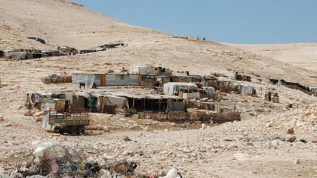 Wide shot of Bedouin camp near Maale Adumim