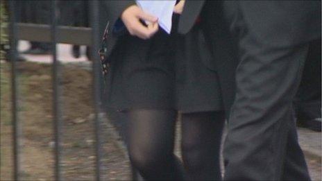 School pupil wearing skirt