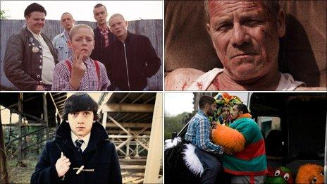 Warp Films productions (clockwise from top left): This Is England, Tyrannosaur, Four Lions, Submarine