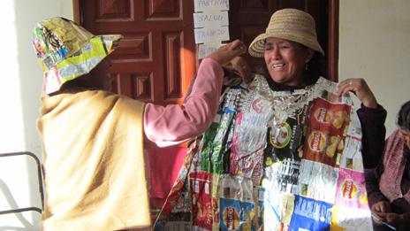 Bolivian women with blanket