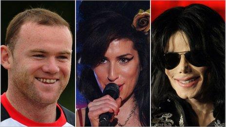 Wayne Rooney, Amy Winehouse and Michael Jackson