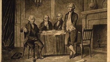Sketch of John Adams, Gouverneur Morris, Alexander Hamilton, and Thomas Jefferson