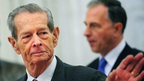 Romania's King Michael I before addressing parliament on his 90th birthday