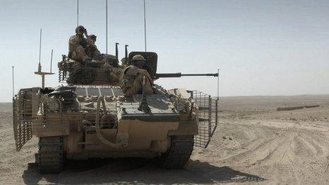 British army Warrior armoured vehicle in Afghanistan