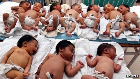 File photograph of newborn babies in Lucknow, India, in July 2009