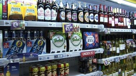 Alcohol on shop shelves