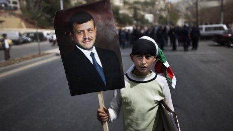 Boy at Amman protest calling for reform - April 2011