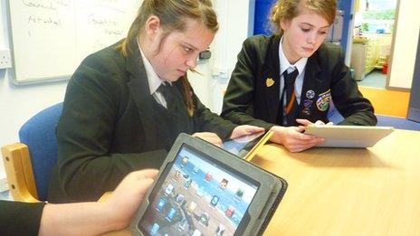 Students using their iPads