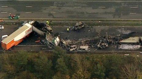 Scene of M5 crash in Somerset